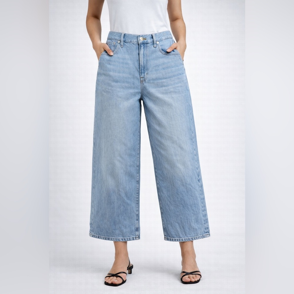 Madewell Light Blue Wide-Leg Cropped Jeans